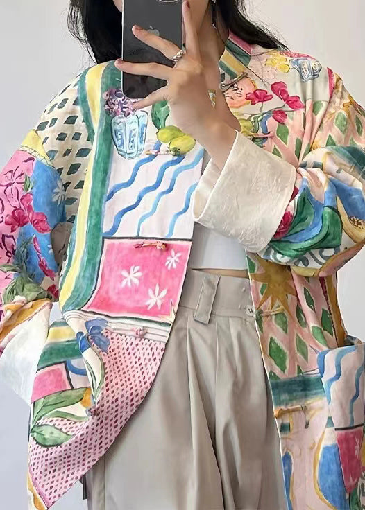 Unique Colorblock Print Pockets Patchwork Cotton Tops Fall – SooLinen