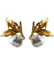 Unique Colorblock Sterling Silver Overgild Leaf Stud Earrings