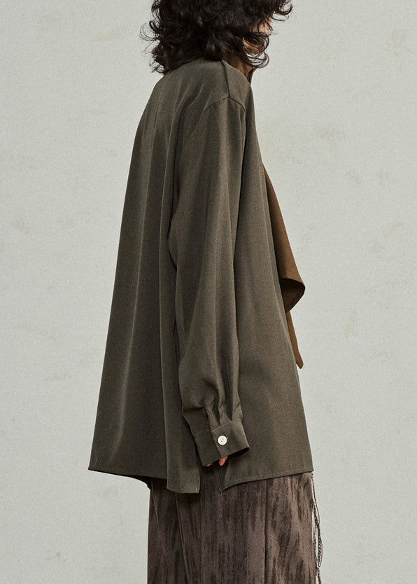 Unique Colorblock Turtleneck Asymmetrical Patchwork T Shirt Lantern Sleeve