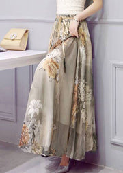 Unique Colorblock Wrinkled Patchwork Print Chiffon Skirts Summer