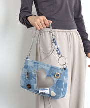 Unique Denim Blue Print Patchwork Love Cross-body Handbags
