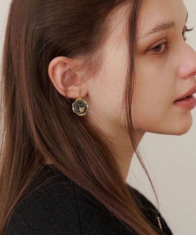 Unique Gold Alloy Pearl Cat Asymmetrical Drop Earrings