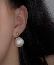 Unique Gold Copper Alloy Pearl Stud Earrings