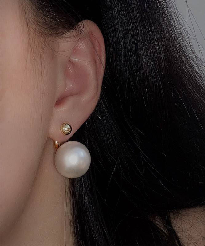 Unique Gold Copper Alloy Pearl Stud Earrings