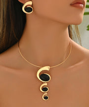 Unique Gold Copper Alloy Zircon Gem Stone Lariat Necklace