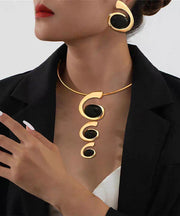 Unique Gold Copper Alloy Zircon Gem Stone Lariat Necklace