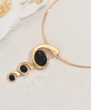 Unique Gold Copper Alloy Zircon Gem Stone Lariat Necklace