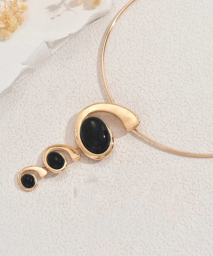 Unique Gold Copper Alloy Zircon Gem Stone Lariat Necklace