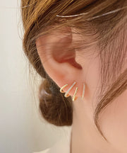Unique Gold Copper Alloy Zircon Stud Earrings
