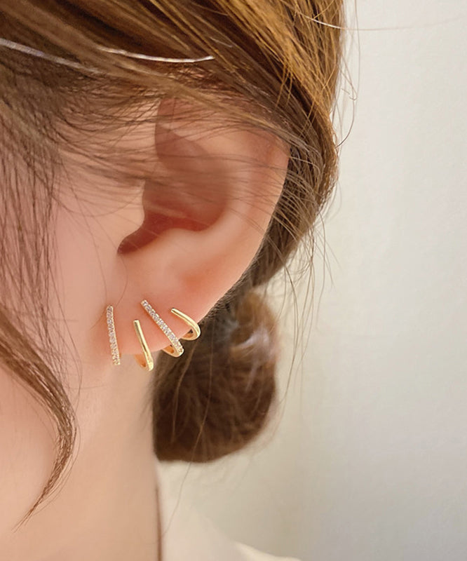 Unique Gold Copper Alloy Zircon Stud Earrings