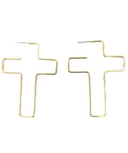 Unique Gold Copper Overgild Cross Hoop Earrings