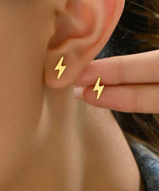 Unique Gold Stainless Steel Overgild Maple Leaf Stud Earrings