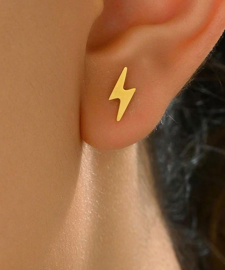 Unique Gold Stainless Steel Overgild Maple Leaf Stud Earrings