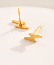 Unique Gold Stainless Steel Overgild Maple Leaf Stud Earrings