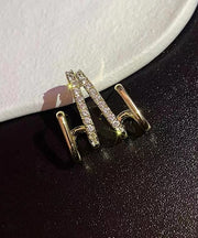 Unique Gold Sterling Silver Alloy Zircon Stud Earrings