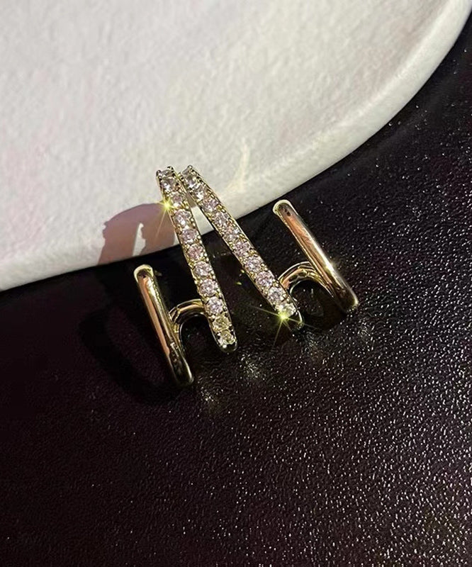 Unique Gold Sterling Silver Alloy Zircon Stud Earrings