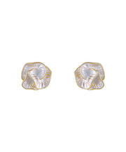 Unique Gold Sterling Silver Overgild Camellia Stud Earrings