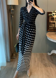 Unique Gradient Black Tie Waist Side Open Party Dress Summer