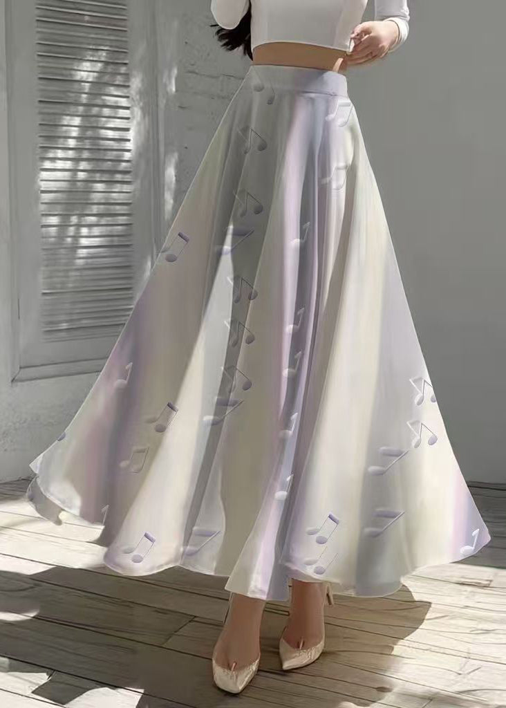 Unique Gradient Purple Musical Note Print Chiffon Skirts Summer