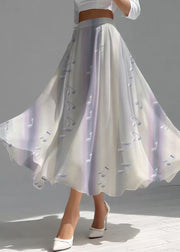 Unique Gradient Purple Musical Note Print Chiffon Skirts Summer