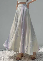 Unique Gradient Purple Musical Note Print Chiffon Skirts Summer