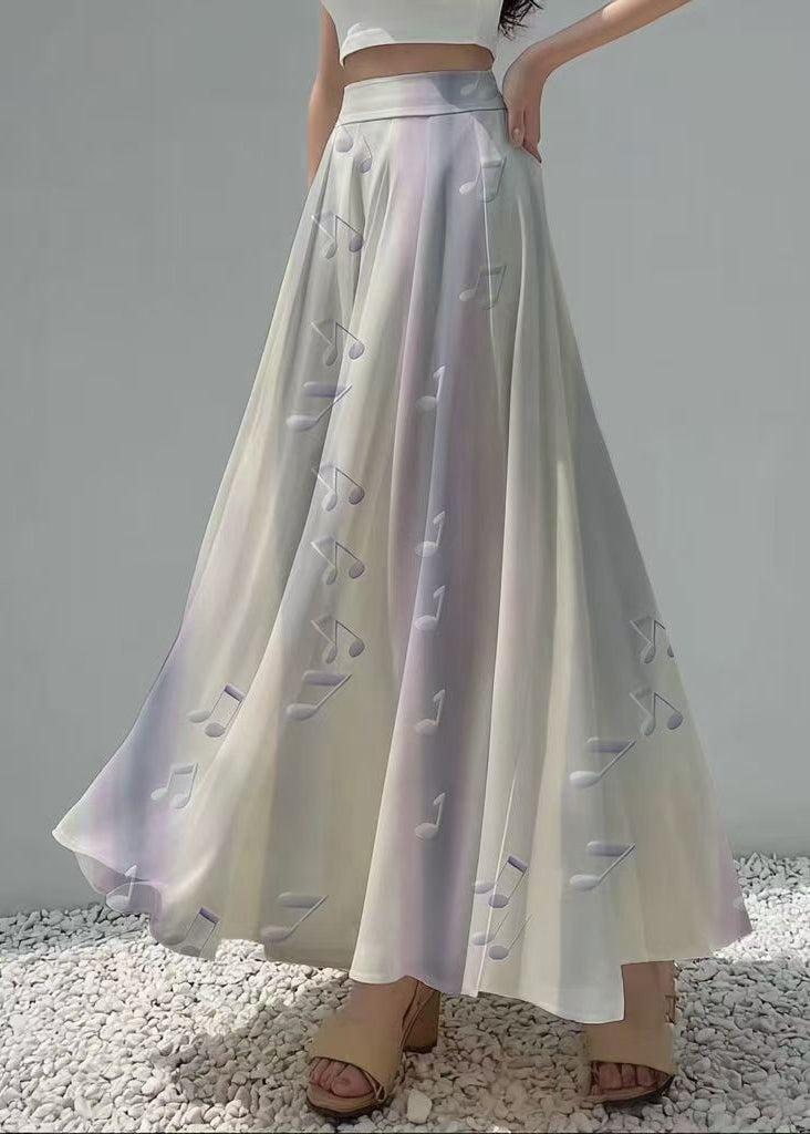 Unique Gradient Purple Musical Note Print Chiffon Skirts Summer