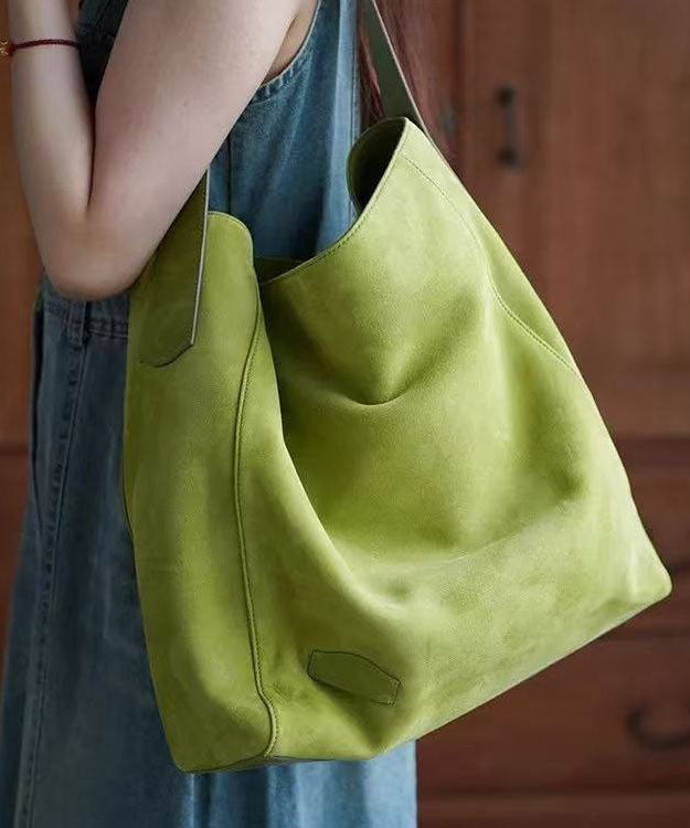 Unique Grass Green Large Capacity Faux Suede Shoulder Bags