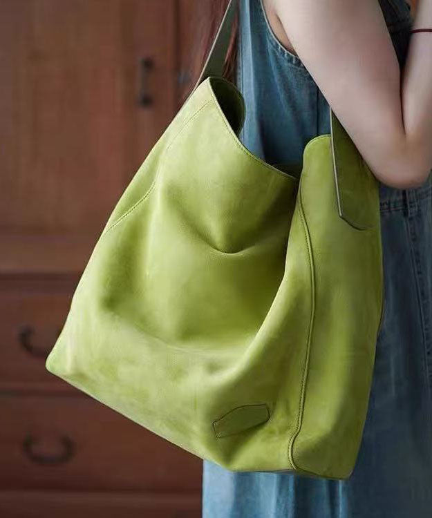 Unique Grass Green Large Capacity Faux Suede Shoulder Bags