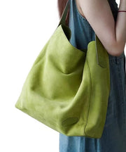 Unique Grass Green Large Capacity Faux Suede Shoulder Bags