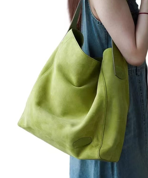 Unique Grass Green Large Capacity Faux Suede Shoulder Bags