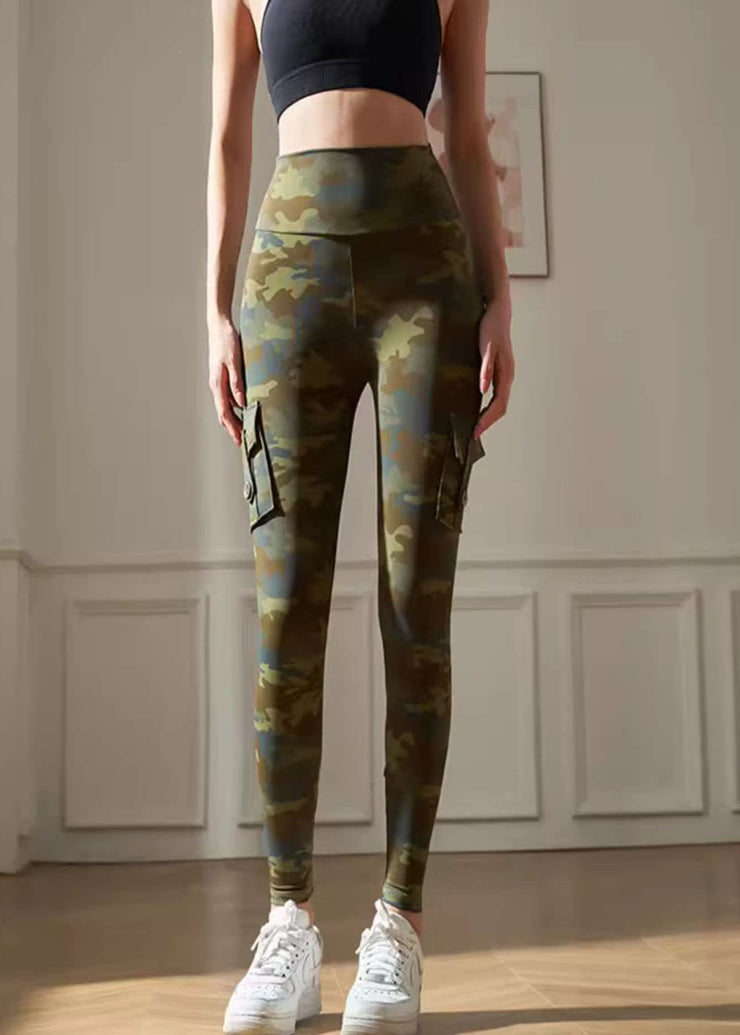 Unique Green Print Butt Scrunch Capri Gym Yoga Leggings