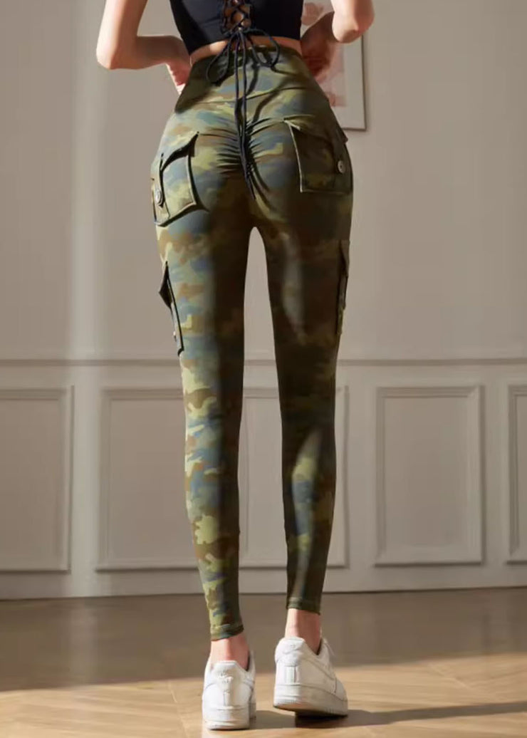 Unique Green Print Butt Scrunch Capri Gym Yoga Leggings