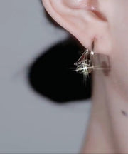 Unique Grey Alloy Zircon Crystal Hoop Earrings