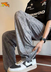 Unique Grey Oversized Print Cotton Men Pants Casual Clothing Spring