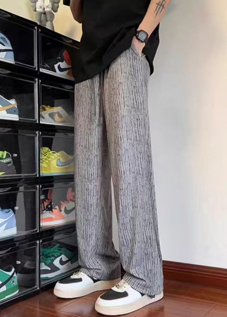 Unique Grey Oversized Print Cotton Men Pants Casual Clothing Spring