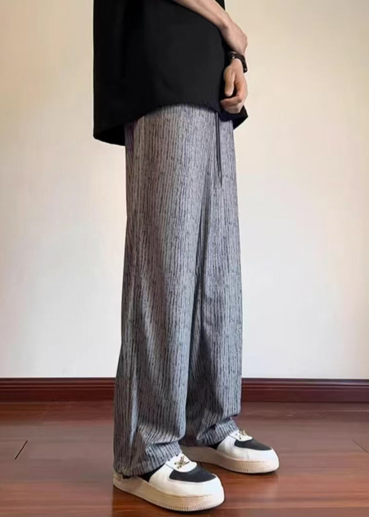Unique Grey Oversized Print Cotton Men Pants Casual Clothing Spring