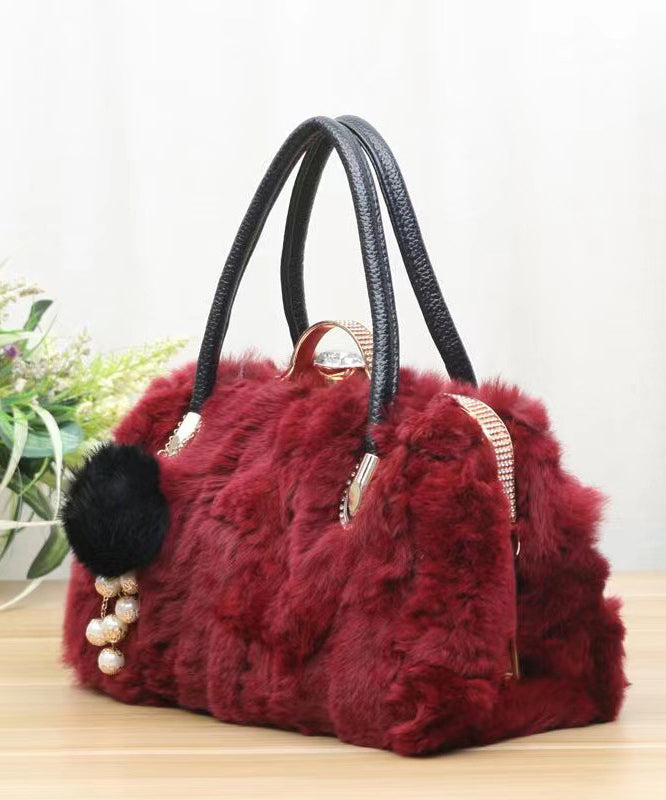 Unique Grey Versatile The Rabbit Wool Tote Handbag