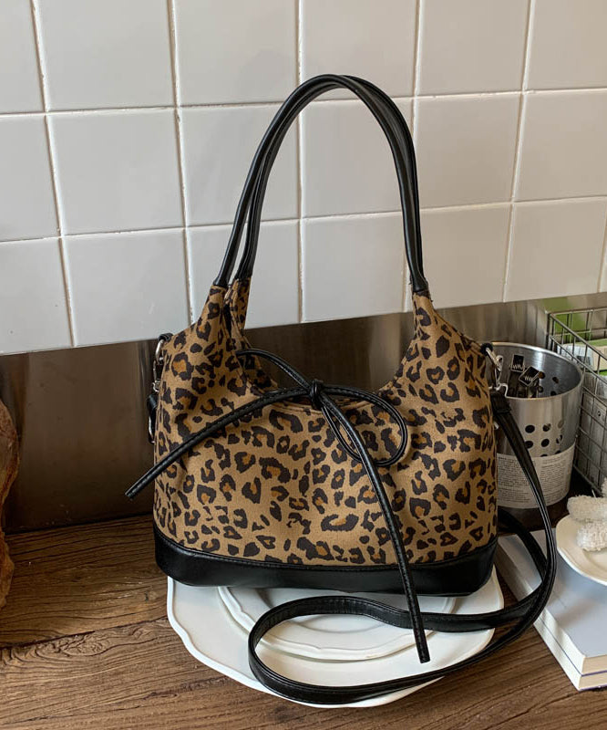 Unique Khaki Bow Suede Patchwork Shoulder Bag