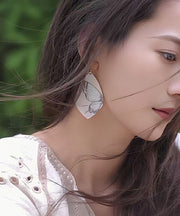 Unique Khaki Wooden Butterfly Drop Earrings