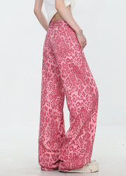 Unique Leopard Pockets High Waist Denim Pants Fall