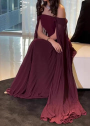 Unique Mulberry Cold Shoulder Patchwork Tulle Party Dress
