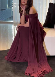 Unique Mulberry Cold Shoulder Patchwork Tulle Party Dress