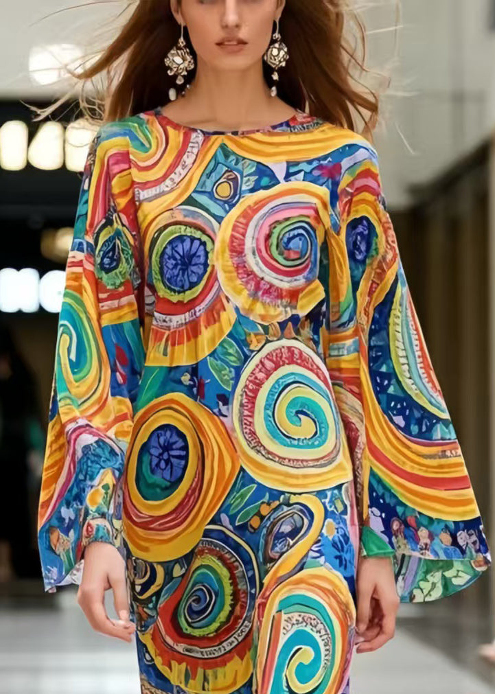Unique Oversized Patchwork Draping Chiffon Robe Dresses Summer – SooLinen
