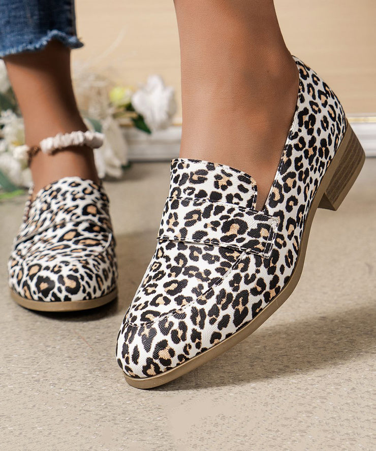 Unique Pink Leopard Original Design Flat Shoes Faux Leather