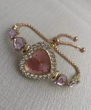 Unique Purple Metal Alloy Inlaid Gem Stone Love Zircon Pull Type Tassel Watches