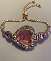 Unique Purple Metal Alloy Inlaid Gem Stone Love Zircon Pull Type Tassel Watches