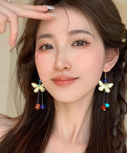 Unique Rainbow Alloy Crystal Butterfly Asymmetrical Drop Earrings