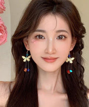 Unique Rainbow Alloy Crystal Butterfly Asymmetrical Drop Earrings