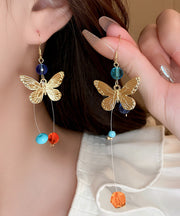 Unique Rainbow Alloy Crystal Butterfly Asymmetrical Drop Earrings
