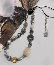 Unique Rainbow Camellia Flower Gem Stone Obsidian Phone Chain